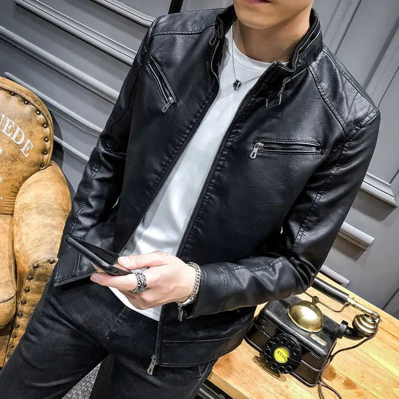Men's Classic Biker Jacket – Modern Slim Fit Moto Style for Casual & Night Out