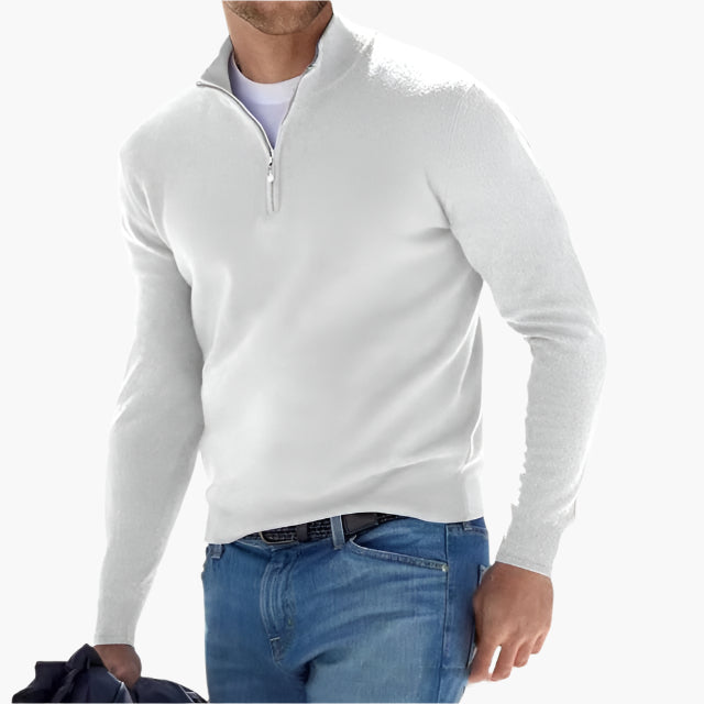 Men's Quarter-Zip Stand Collar Sweater – Classic Versatile Pullover for Everyday and Office