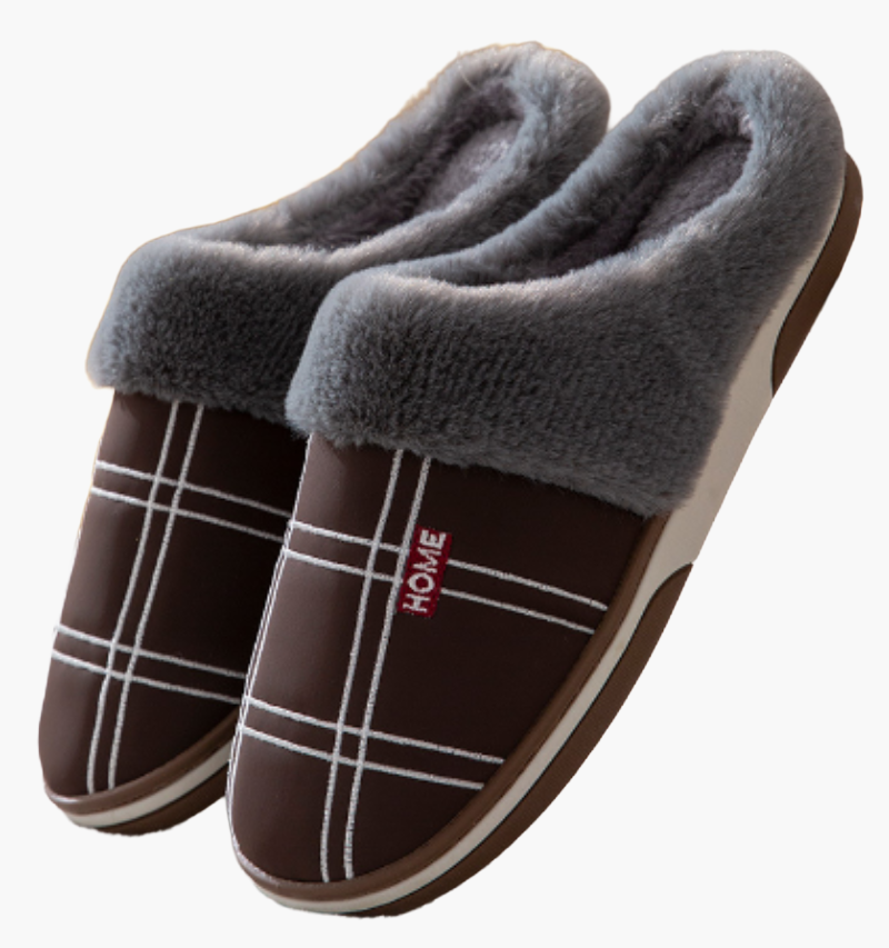 Men's Cozy Slip-On House Slippers with Non-Slip Sole and Plaid Design for Indoor Comfort