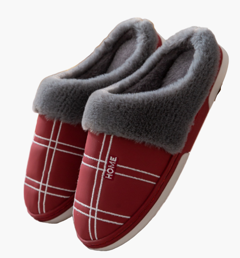 Men's Cozy Slip-On House Slippers with Non-Slip Sole and Plaid Design for Indoor Comfort