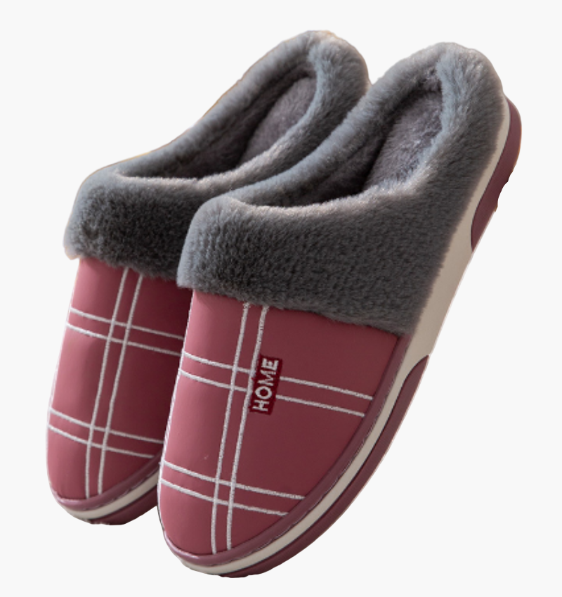 Men's Cozy Slip-On House Slippers with Non-Slip Sole and Plaid Design for Indoor Comfort