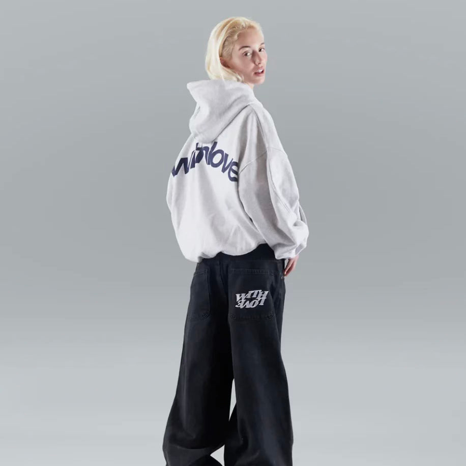 Women's Oversized Hoodie with Hood and Back 'withlove' Print – Urban Streetwear Style