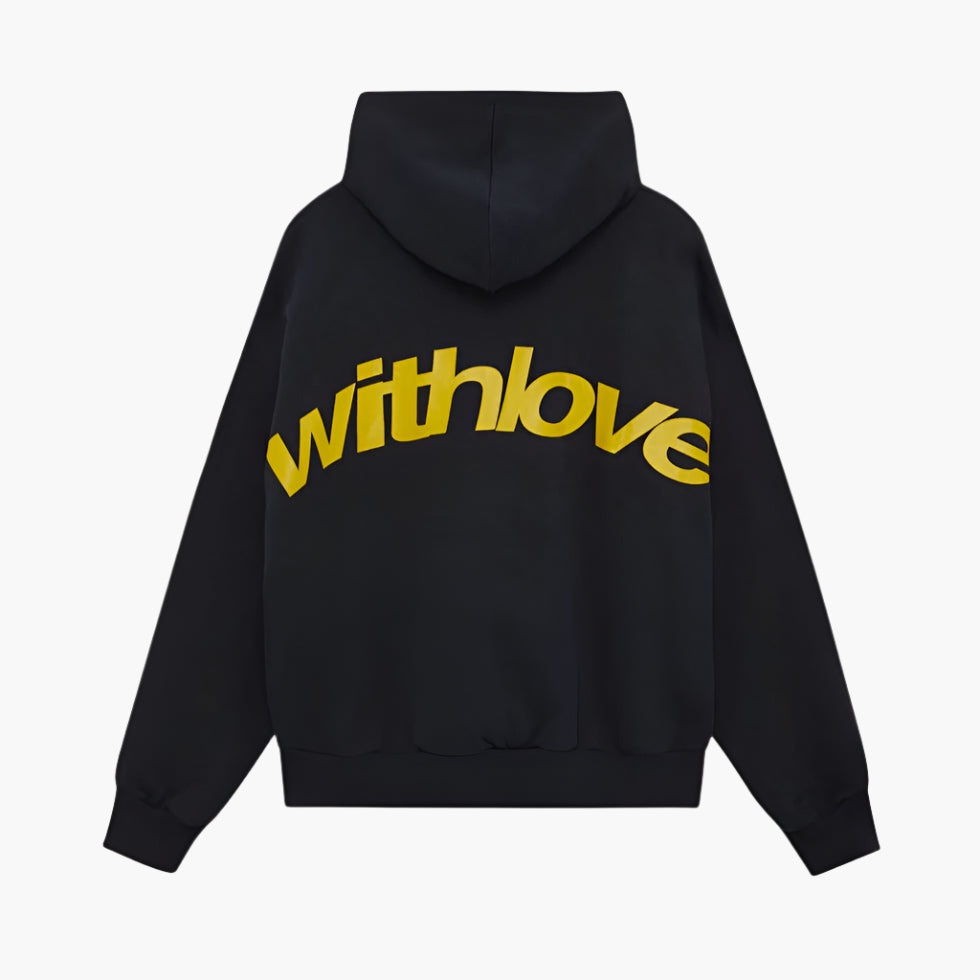 Women's Oversized Hoodie with Hood and Back 'withlove' Print – Urban Streetwear Style