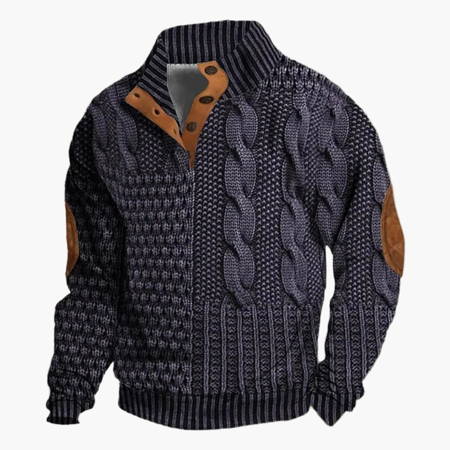 Men's Vintage Patchwork Knit Pattern Bomber Jacket – Casual Streetwear Style