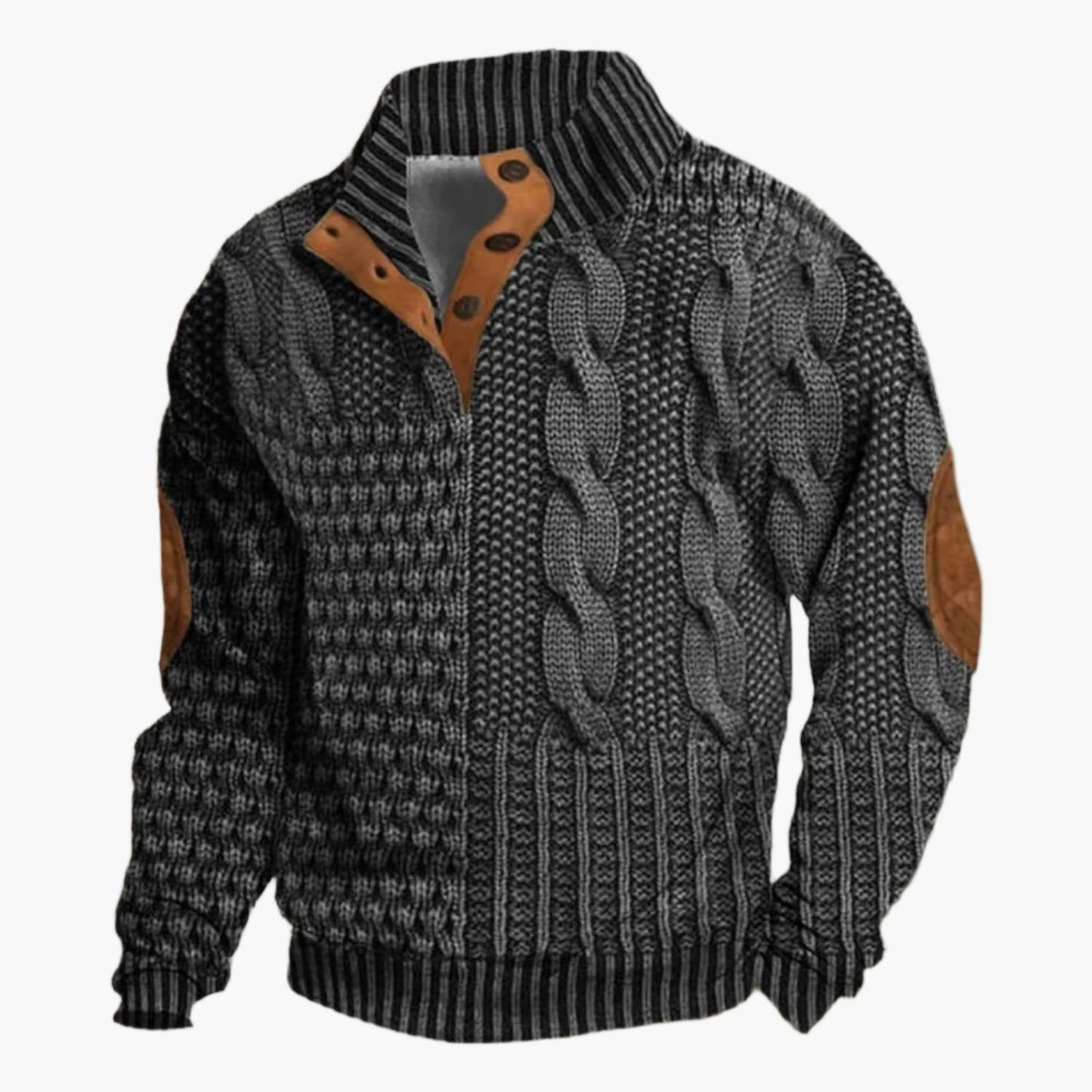 Men's Vintage Patchwork Knit Pattern Bomber Jacket – Casual Streetwear Style
