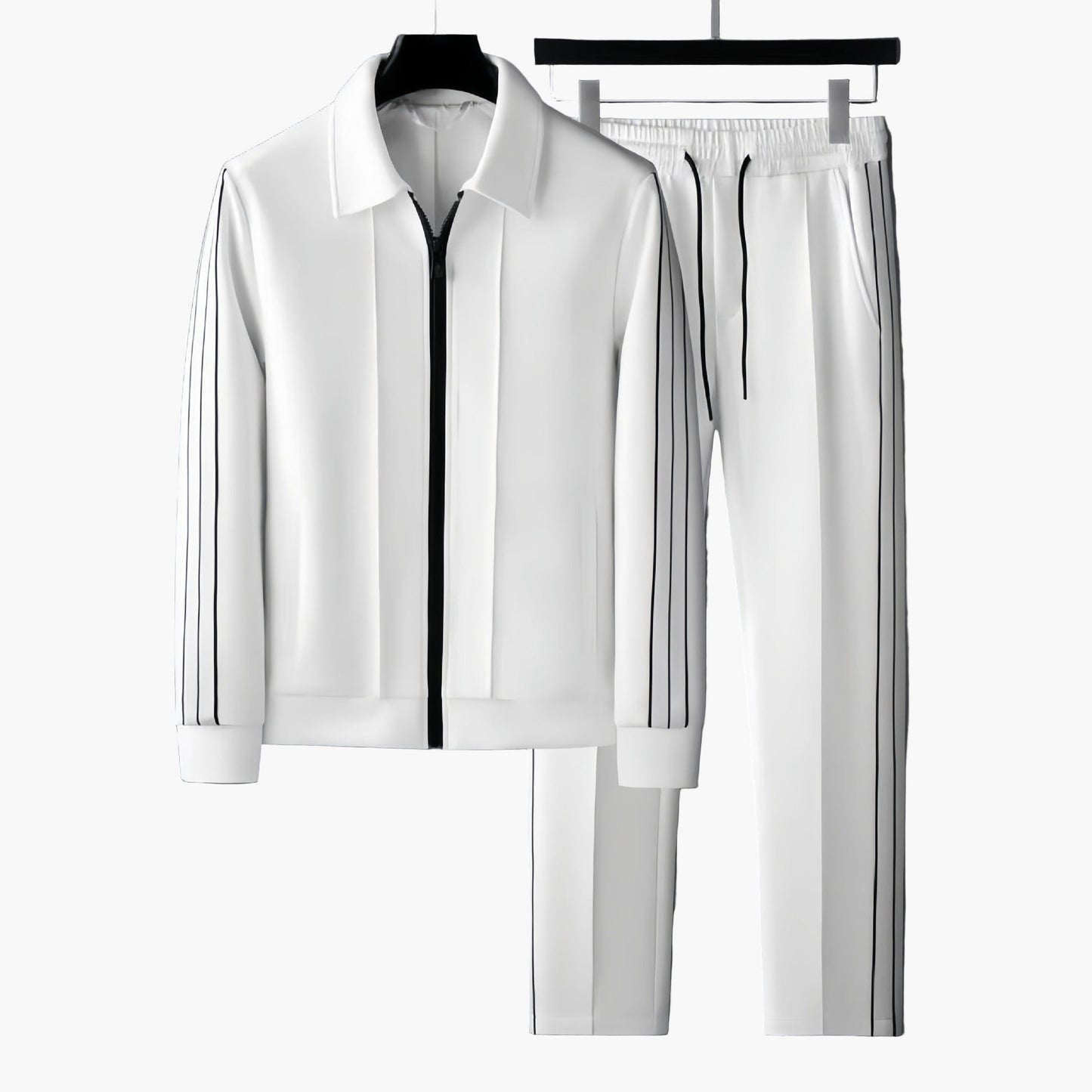 Men's Athletic Tracksuit Set – Modern Sporty Style with Zip Jacket and Training Pants