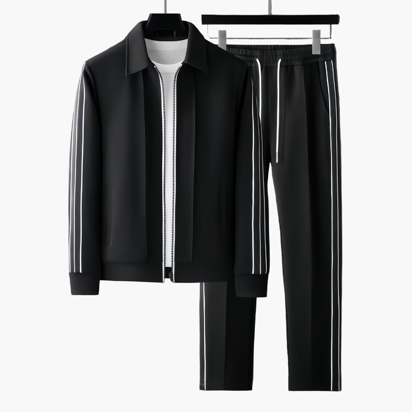 Men's Athletic Tracksuit Set – Modern Sporty Style with Zip Jacket and Training Pants
