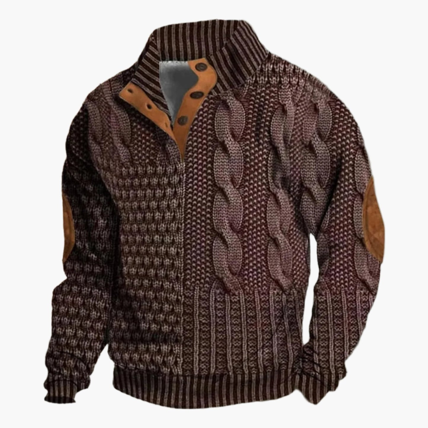 Men's Vintage Patchwork Knit Pattern Bomber Jacket – Casual Streetwear Style
