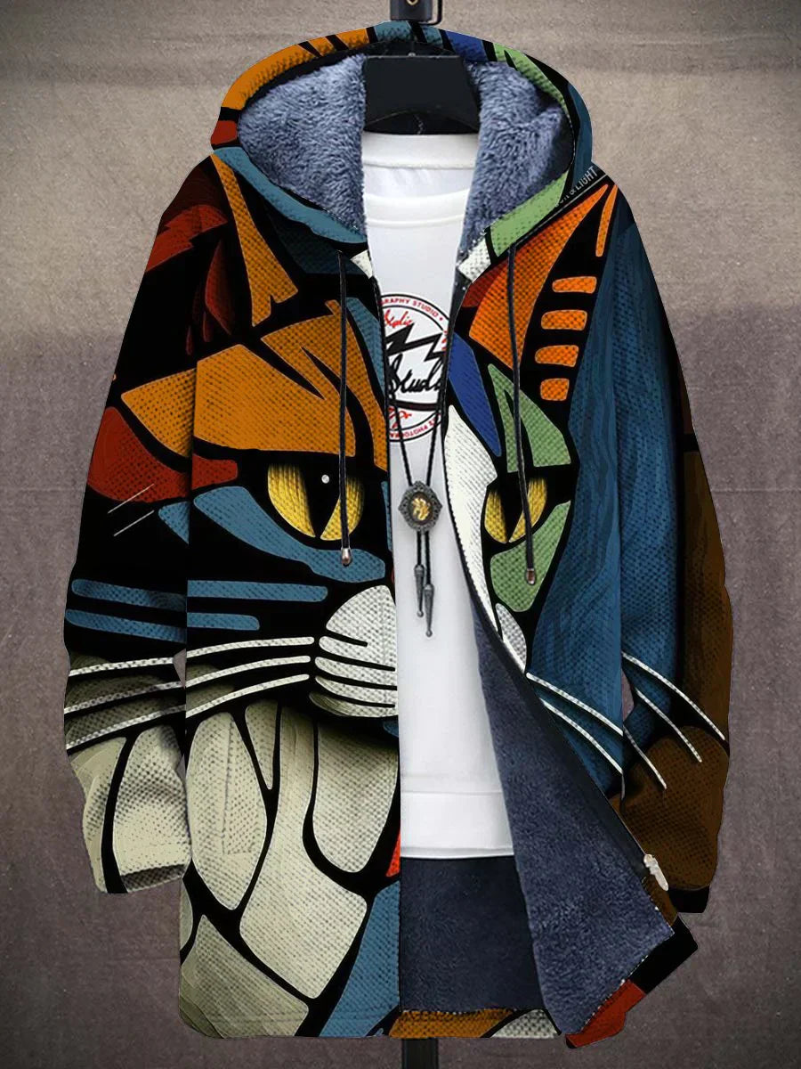 Women's Artistic Cat Face Streetwear Hoodie Jacket – Unique Graphic Fashion for Everyday Style