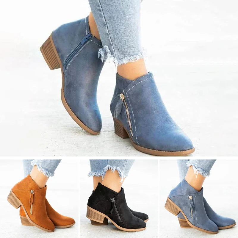Women's Orthopedic Comfortable Ankle Boots – Stylish Everyday Block Heel Booties for Walking and Work