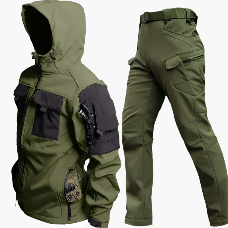 Men's Tactical Outdoor Softshell Jacket and Pants Set for Hiking, Trekking, and Survival