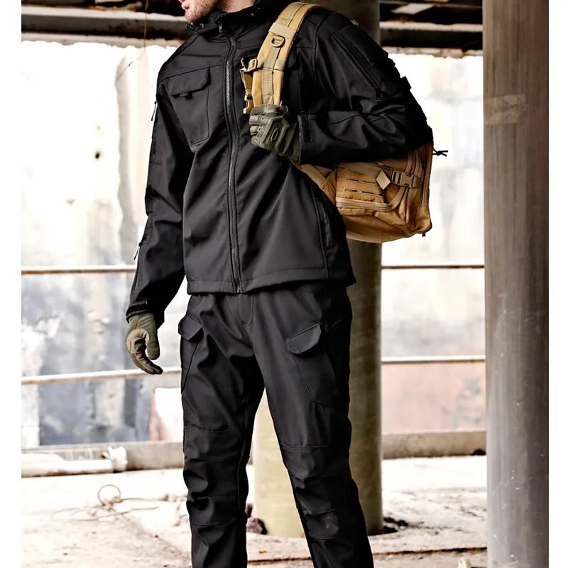Men's Tactical Outdoor Softshell Jacket and Pants Set for Hiking, Trekking, and Survival