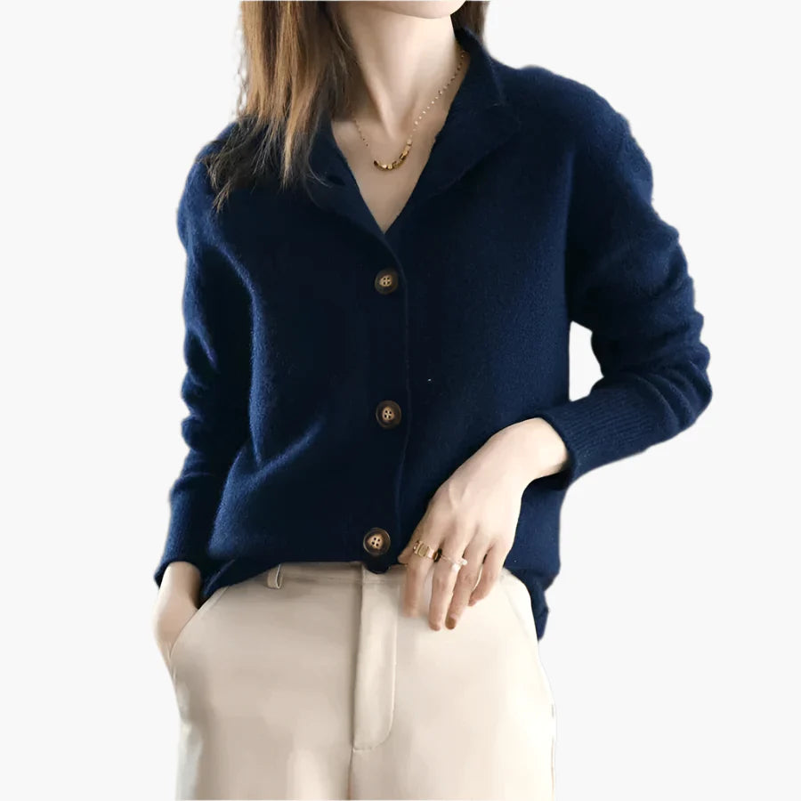 Women's Classic Button-Up Cardigan Sweater for Everyday and Office Wear
