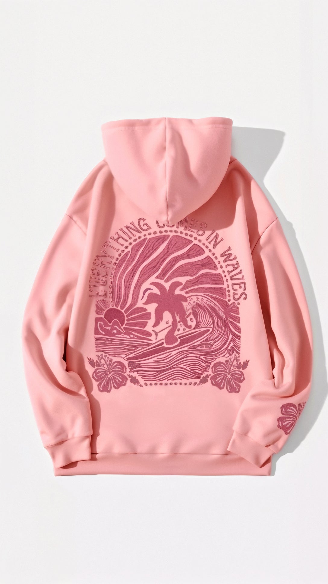 Women's Relaxed Fit Tropical Embroidered Hoodie – Casual Streetwear for Everyday and Travel