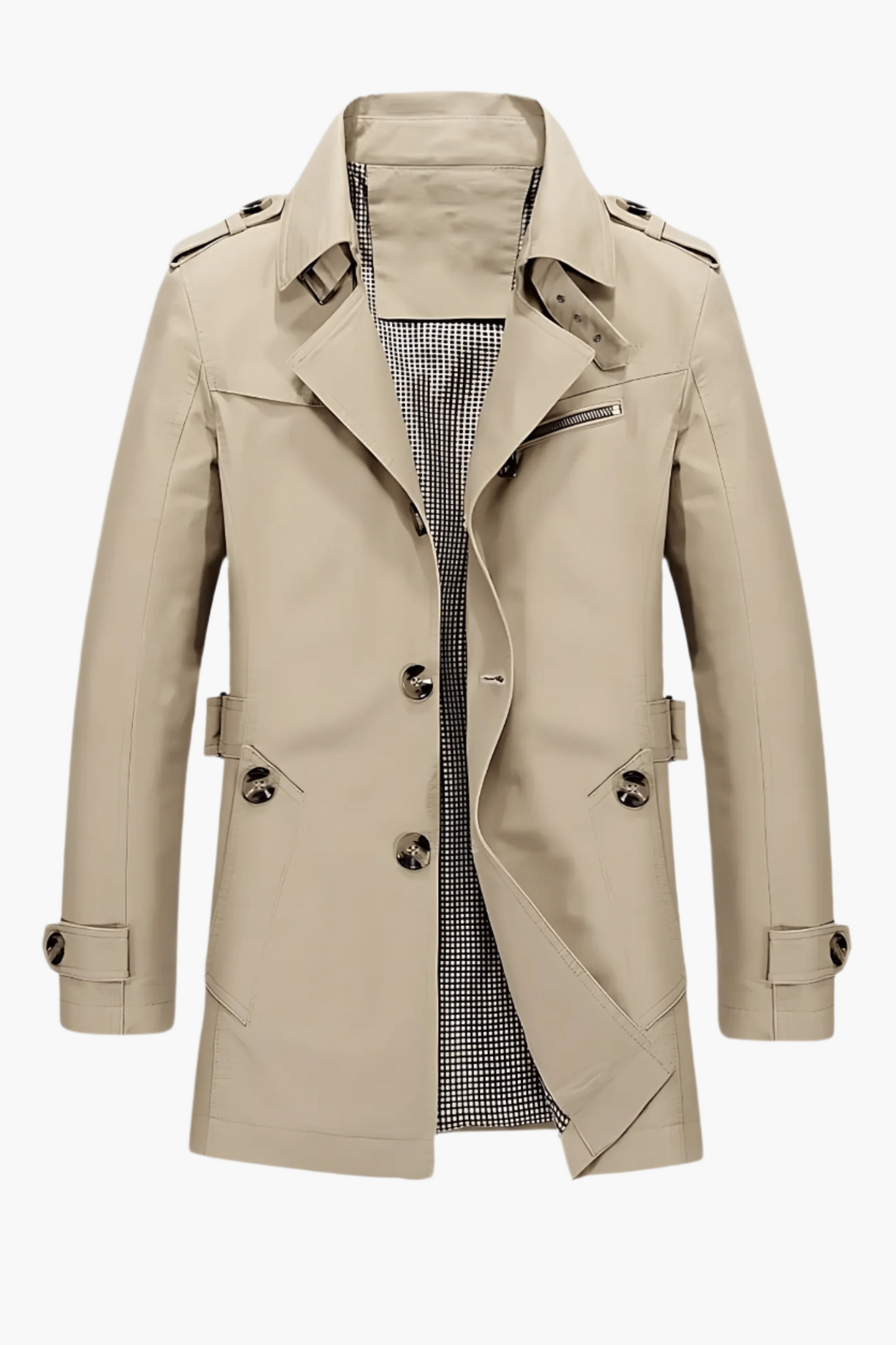 Men's Classic Trenchcoat with Lapel Collar – Versatile Urban Style for Business and Casual