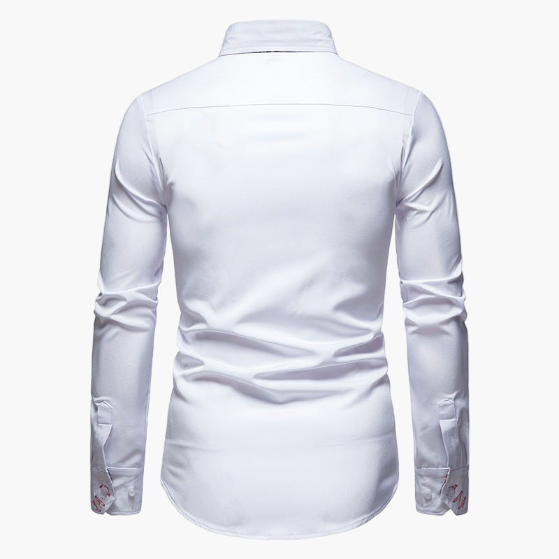 Men's Slim Fit Dress Shirt with Paisley Accent – Modern Elegant Long Sleeve Shirt for Business & Casual