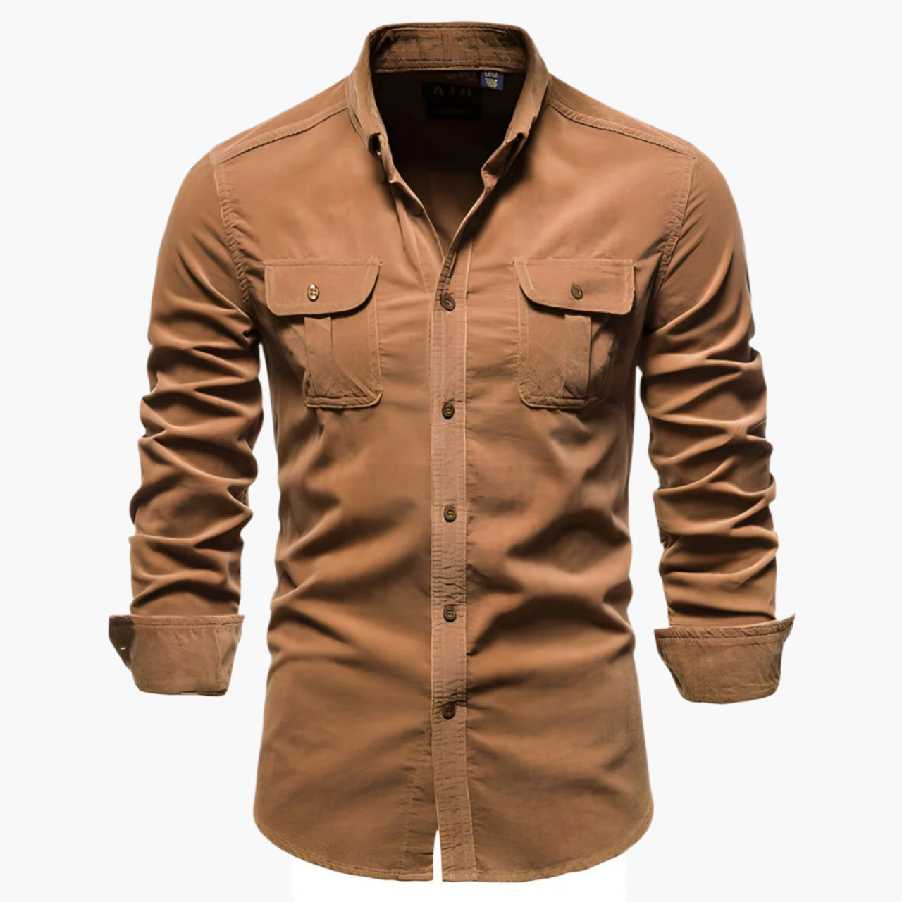 Men's Slim Fit Casual Long Sleeve Shirt with Button-Down Pockets - Modern Everyday Style