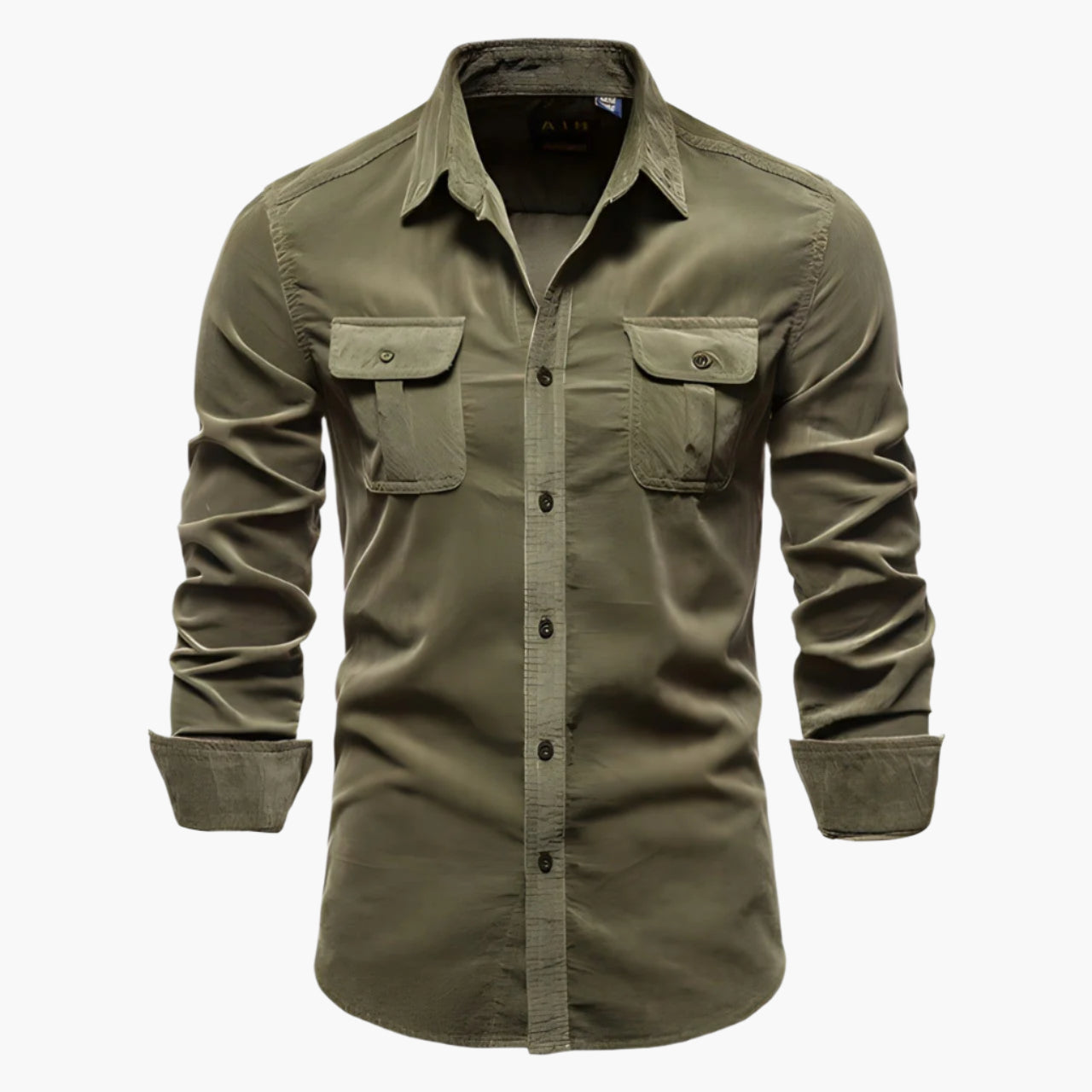 Men's Slim Fit Casual Long Sleeve Shirt with Button-Down Pockets - Modern Everyday Style