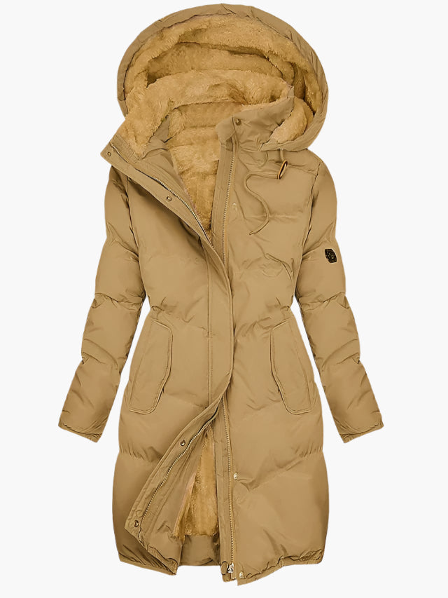 Women's Long Puffer Winter Coat with Hood – Stylish Warm Quilted Parka for Cold Weather
