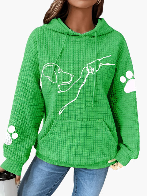 Women's Dog Lover Hoodie with Artistic Dog Print and Paw Sleeves – Casual Pullover for Pet Enthusiasts