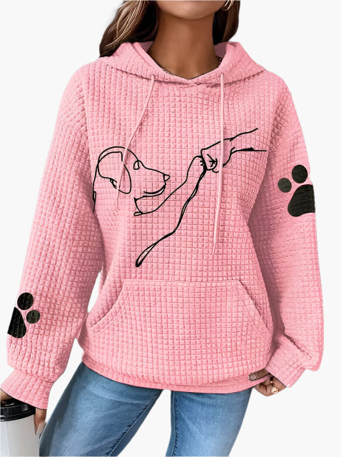 Women's Dog Lover Hoodie with Artistic Dog Print and Paw Sleeves – Casual Pullover for Pet Enthusiasts