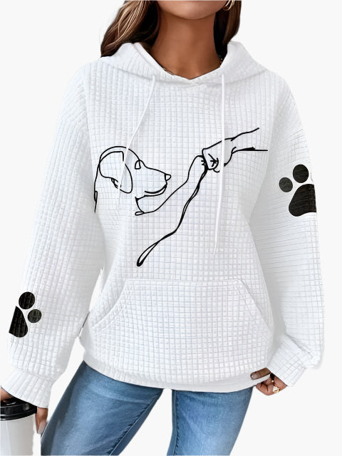 Women's Dog Lover Hoodie with Artistic Dog Print and Paw Sleeves – Casual Pullover for Pet Enthusiasts