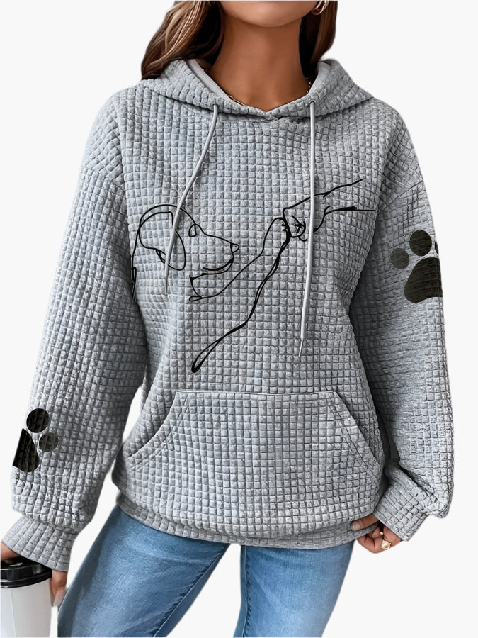 Women's Dog Lover Hoodie with Artistic Dog Print and Paw Sleeves – Casual Pullover for Pet Enthusiasts