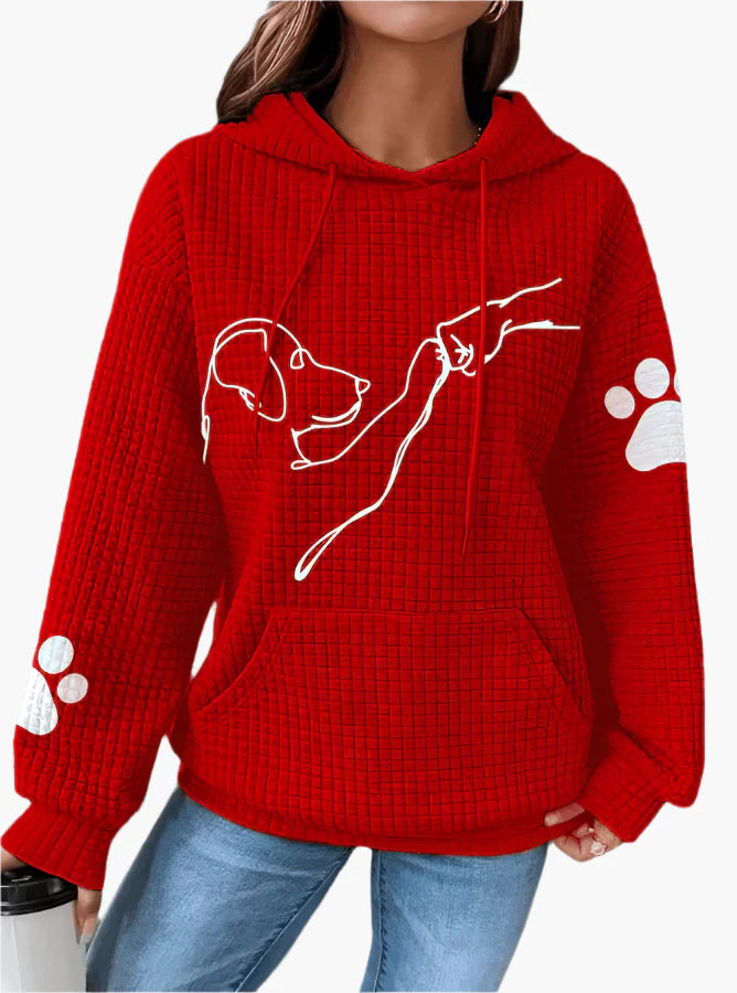 Women's Dog Lover Hoodie with Artistic Dog Print and Paw Sleeves – Casual Pullover for Pet Enthusiasts