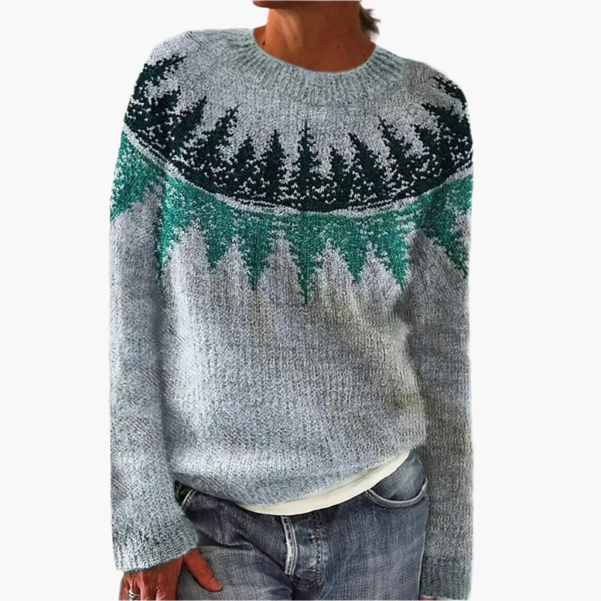 Women's Retro Boho Knit Pullover Sweater – Casual Fall Style for Everyday Comfort