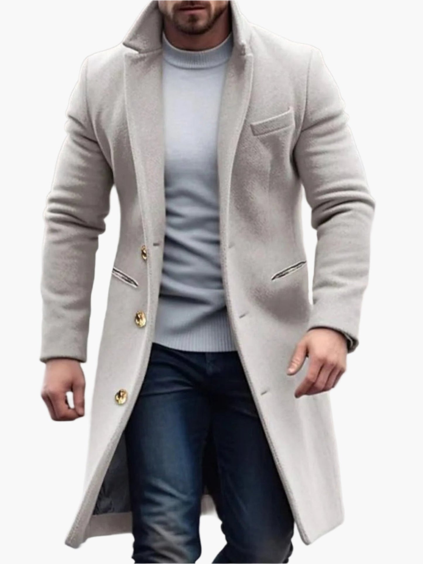 Men's Classic Long Overcoat – Elegant Winter Business & Casual Style