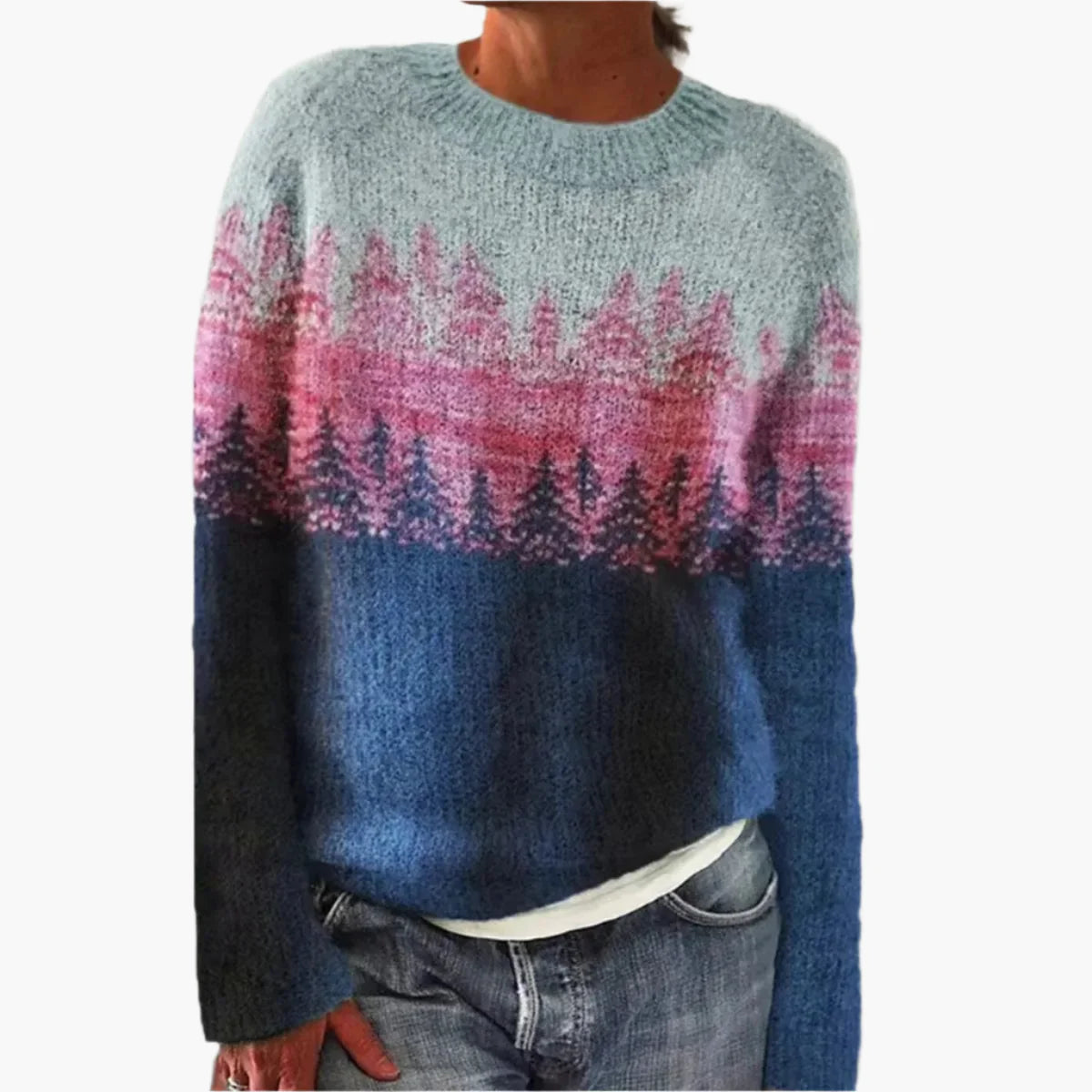 Women's Retro Boho Knit Pullover Sweater – Casual Fall Style for Everyday Comfort