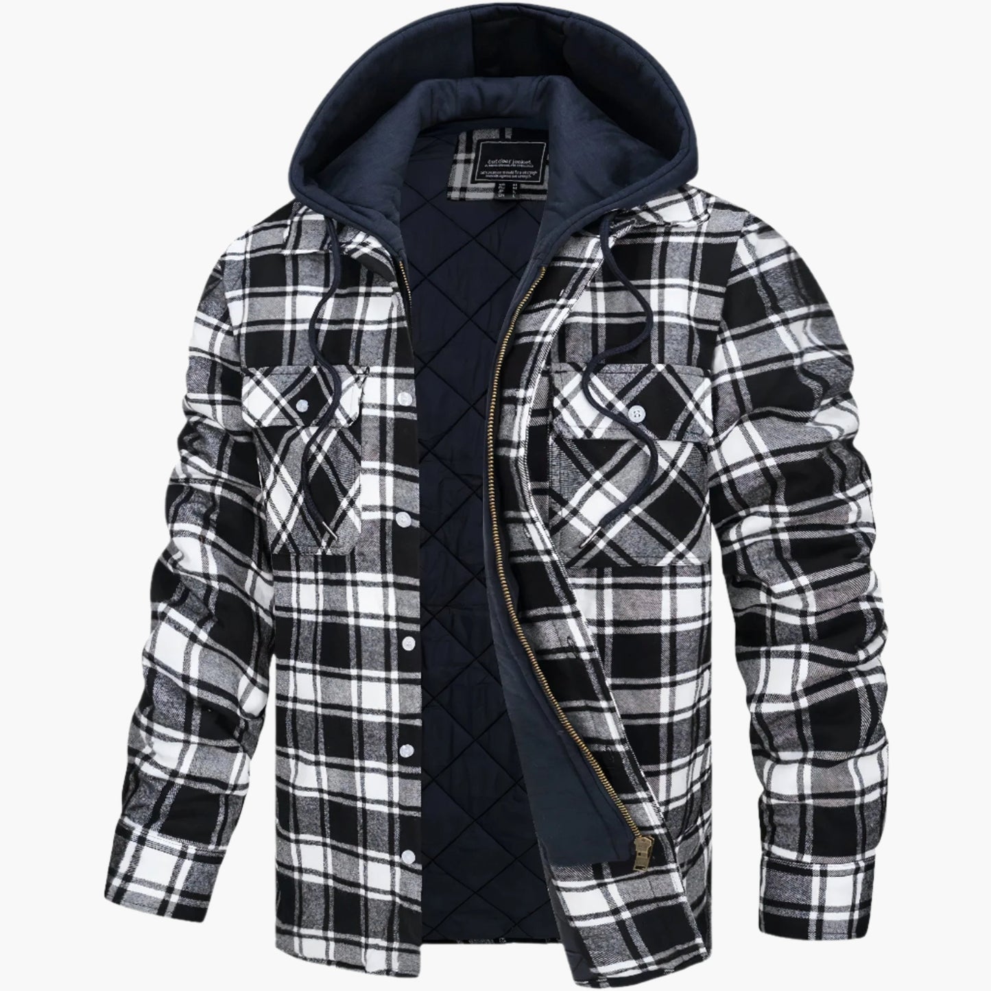 Men's Hooded Plaid Shirt Jacket for Winter Outdoor and Casual Wear