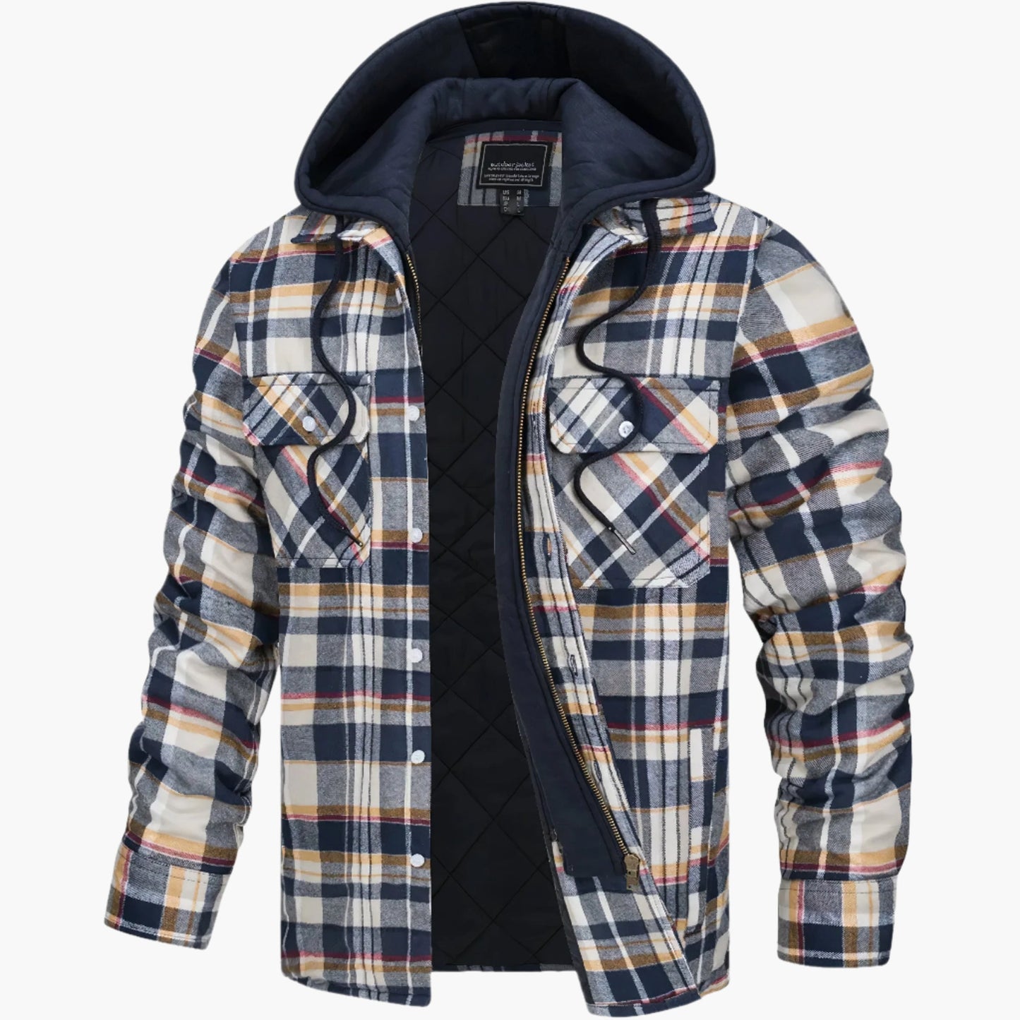 Men's Hooded Plaid Shirt Jacket for Winter Outdoor and Casual Wear