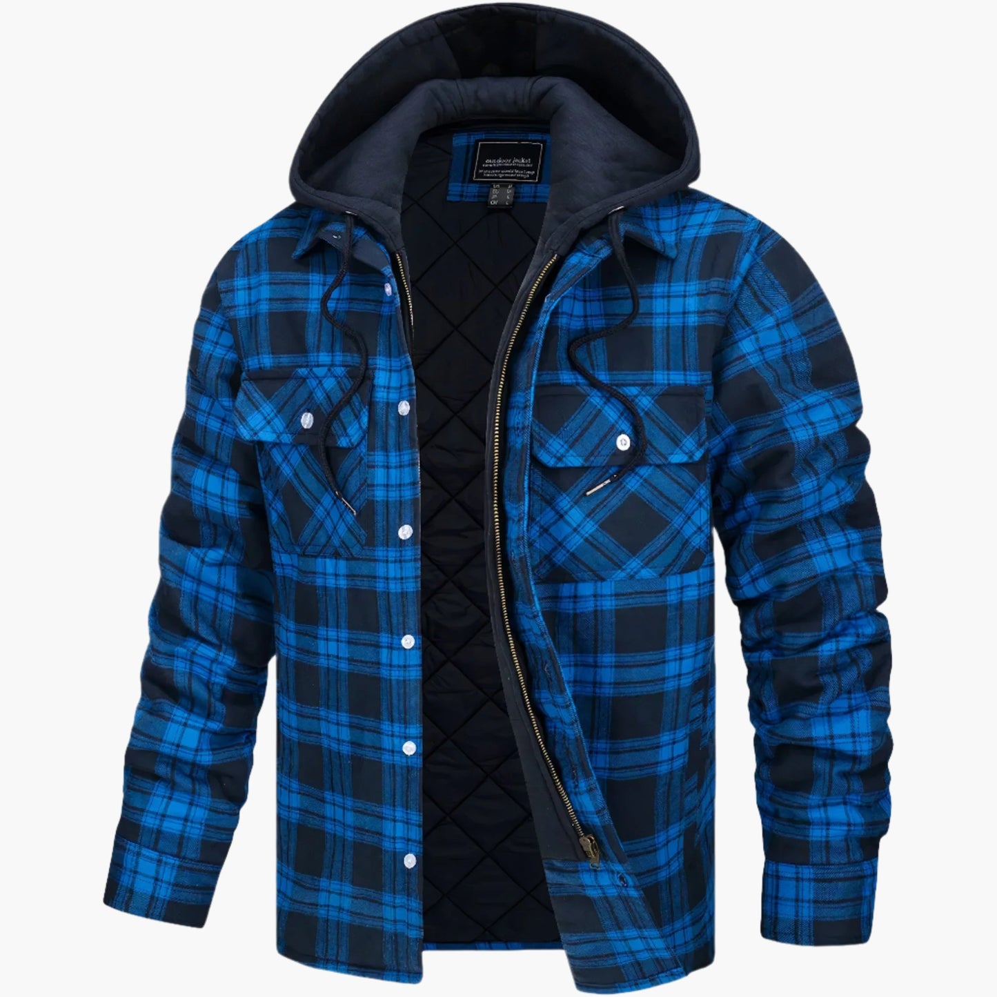 Men's Hooded Plaid Shirt Jacket for Winter Outdoor and Casual Wear