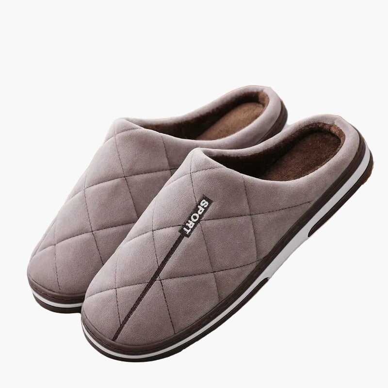 Men's Sport Style Quilted Indoor House Slippers – Cozy Slip-On Home Comfort