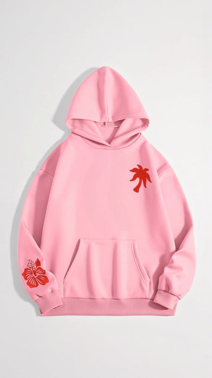 Women's Relaxed Fit Tropical Embroidered Hoodie – Casual Streetwear for Everyday and Travel