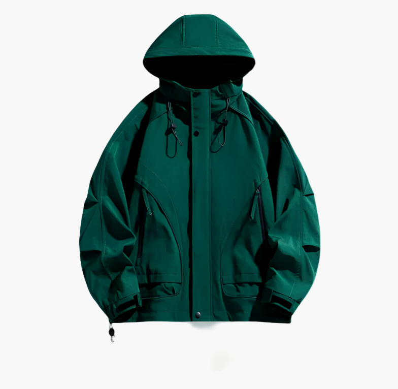 Men's Outdoor Waterproof Windbreaker Jacket – Functional Hooded Sportswear for Hiking and Travel