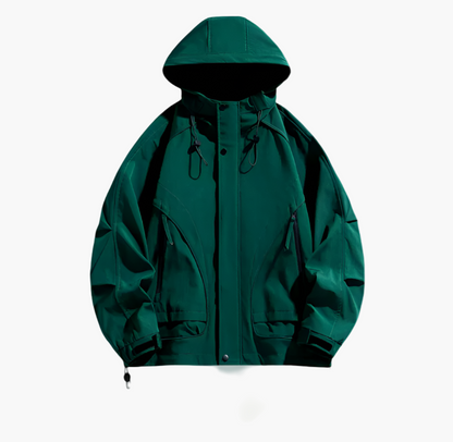 Men's Outdoor Waterproof Windbreaker Jacket – Functional Hooded Sportswear for Hiking and Travel