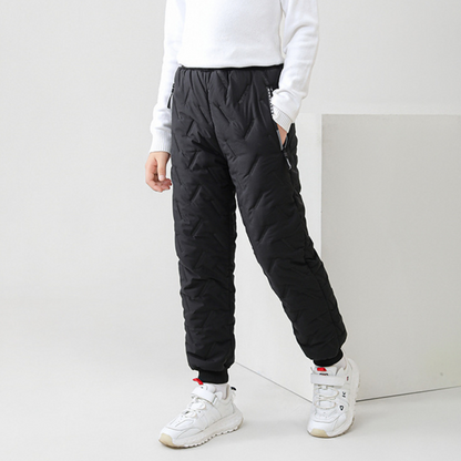 Kids' Outdoor Winter Quilted Thermal Pants – Stylish Padded Snow Joggers for Boys and Girls