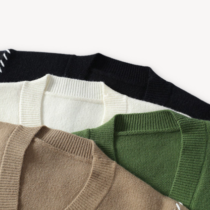 Men's Classic Button-Up Cardigan with Modern Accent Stitching – Versatile Everyday Style