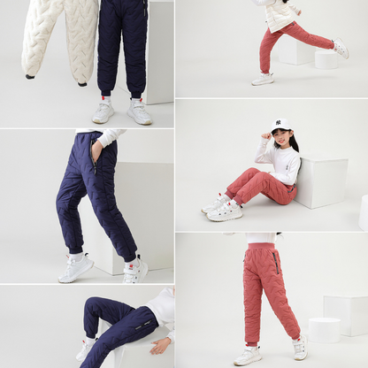 Kids' Outdoor Winter Quilted Thermal Pants – Stylish Padded Snow Joggers for Boys and Girls