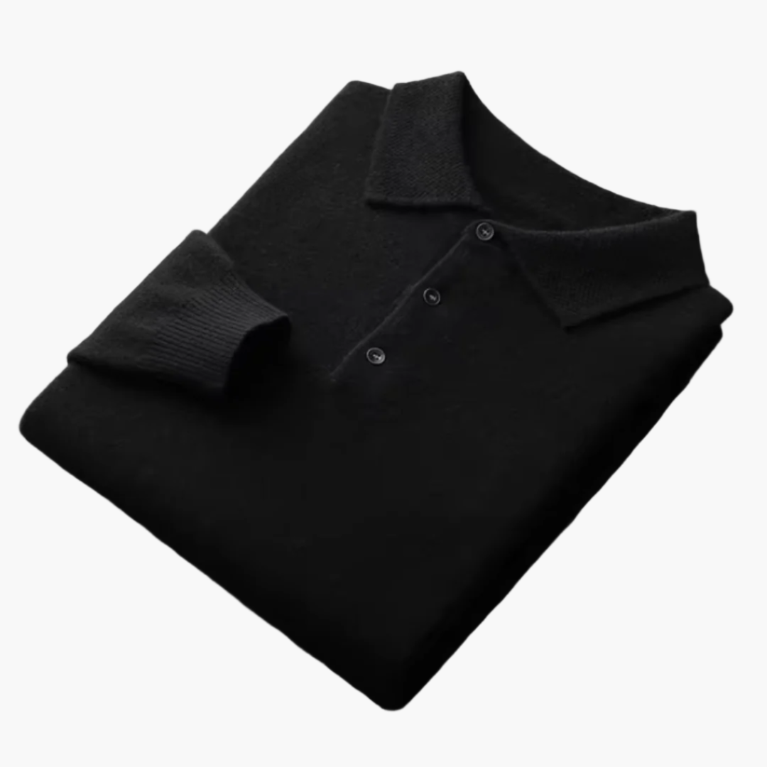 Men's Classic Knit Polo Sweater – Elegant Long Sleeve Pullover for Everyday and Office