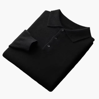 Men's Classic Knit Polo Sweater – Elegant Long Sleeve Pullover for Everyday and Office