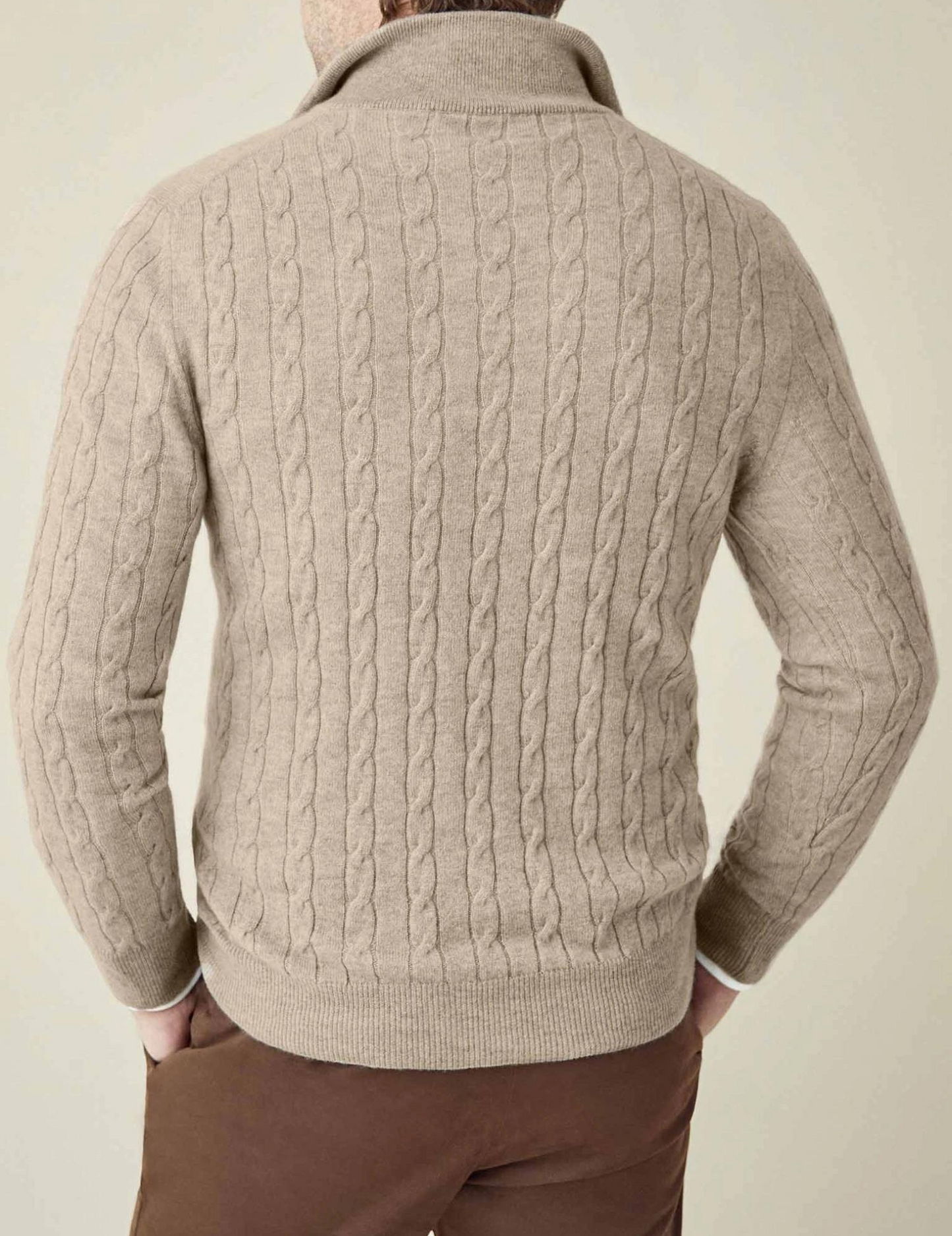 Men's Classic Cable Knit Quarter-Zip Sweater – Timeless Business & Casual Style