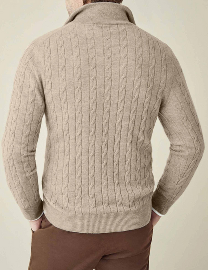 Men's Classic Cable Knit Quarter-Zip Sweater – Timeless Business & Casual Style