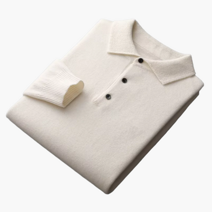Men's Classic Knit Polo Sweater – Elegant Long Sleeve Pullover for Everyday and Office