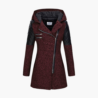 Women's Urban Hooded Winter Coat – Asymmetrical Zip, Quilted Shoulder, Stylish Everyday Outerwear