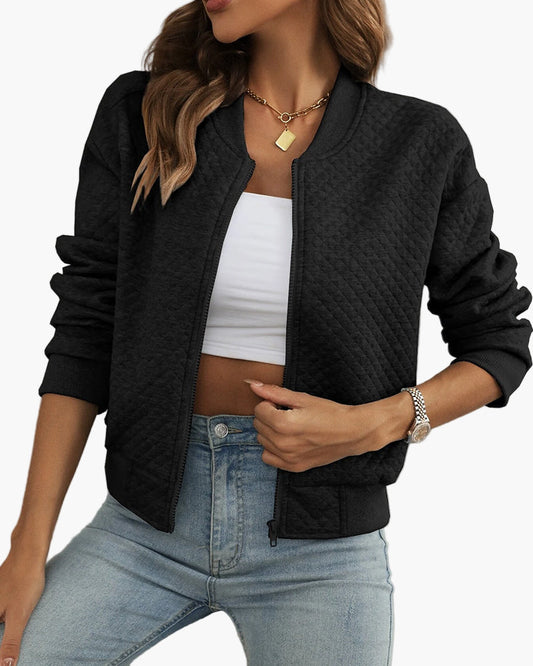 Women's Quilted Bomber Jacket Urban Casual Style