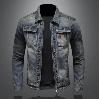 Men's Vintage Style Classic Denim Jacket – Casual Streetwear Essential