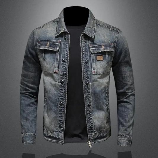 Men's Vintage Style Classic Denim Jacket – Casual Streetwear Essential